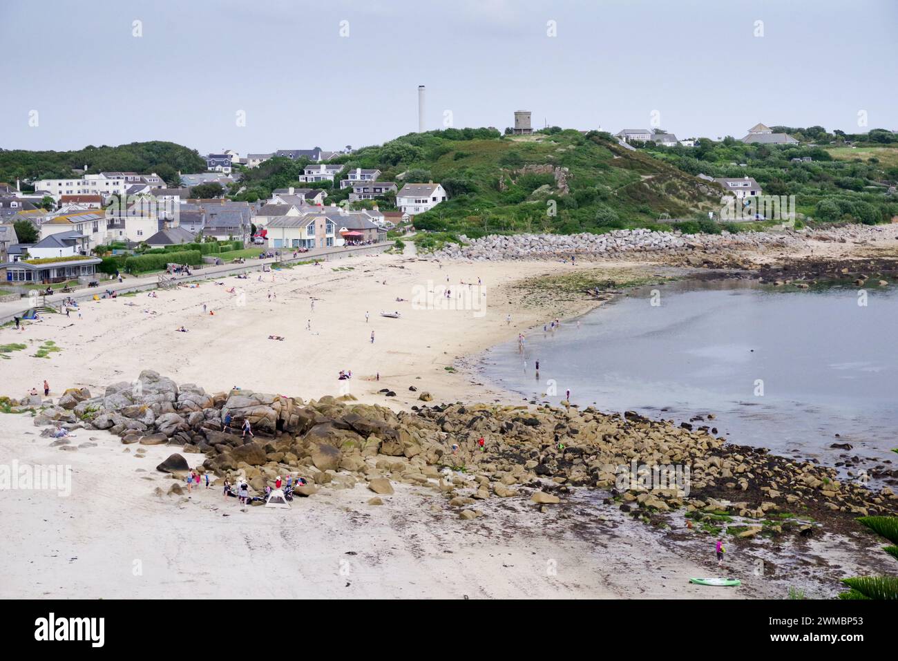 Hübscher Porthcressa Beach auf der Insel St Mary's, Isles of Scilly (Großbritannien) Stockfoto