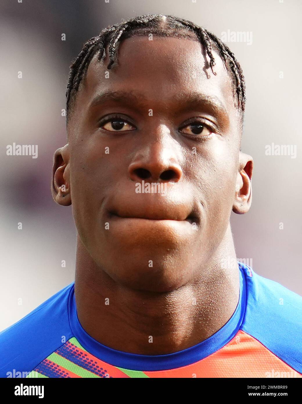 Barcelona, Spanien. Februar 2024. Ilaix Moriba von Getafe CF Hairstyle während des La Liga EA Sports Spiels zwischen dem FC Barcelona und Getafe CF spielte am 24. Februar 2024 im Lluis Companys Stadium in Barcelona, Spanien. (Foto: Bagu Blanco/PRESSINPHOTO) Credit: PRESSINPHOTO SPORTS AGENCY/Alamy Live News Stockfoto