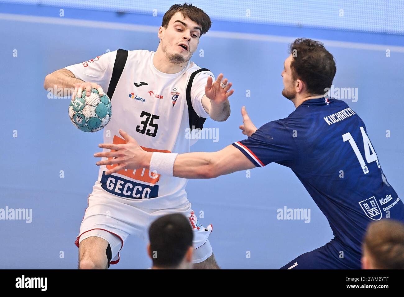 2024.02.25 Zabrze Pilka reczna Orlen Superliga sezon 2023/2024 Gornik Zabrze - Energa MKS Kalisz N/z Taras Minotskyi Foto Lukasz Sobala / PressFocus Stockfoto