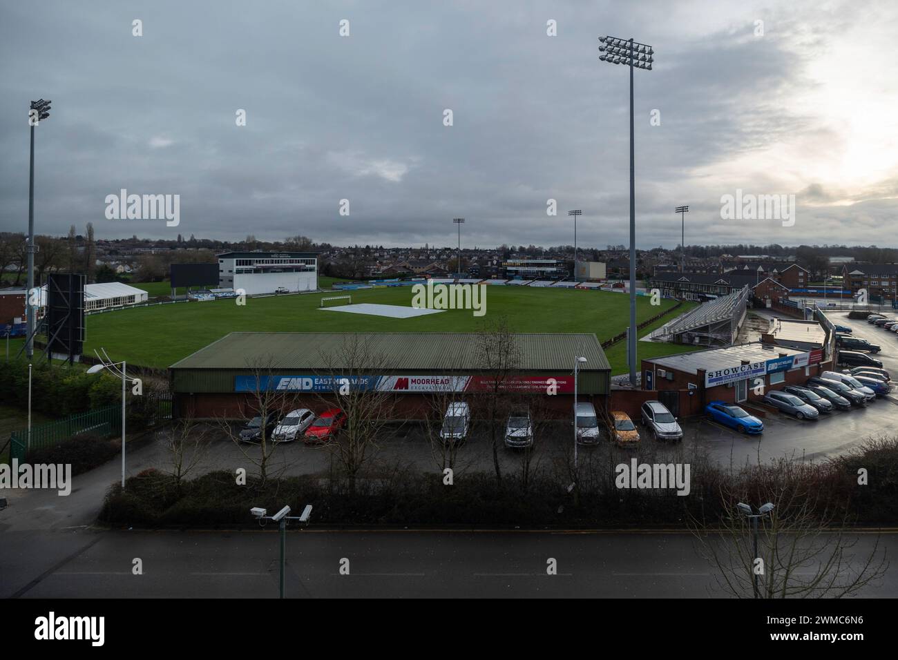 County Cricket Ground, Derby, Großbritannien. The County Ground, Heimstadion des Derbyshire County Cricket Club. Stockfoto