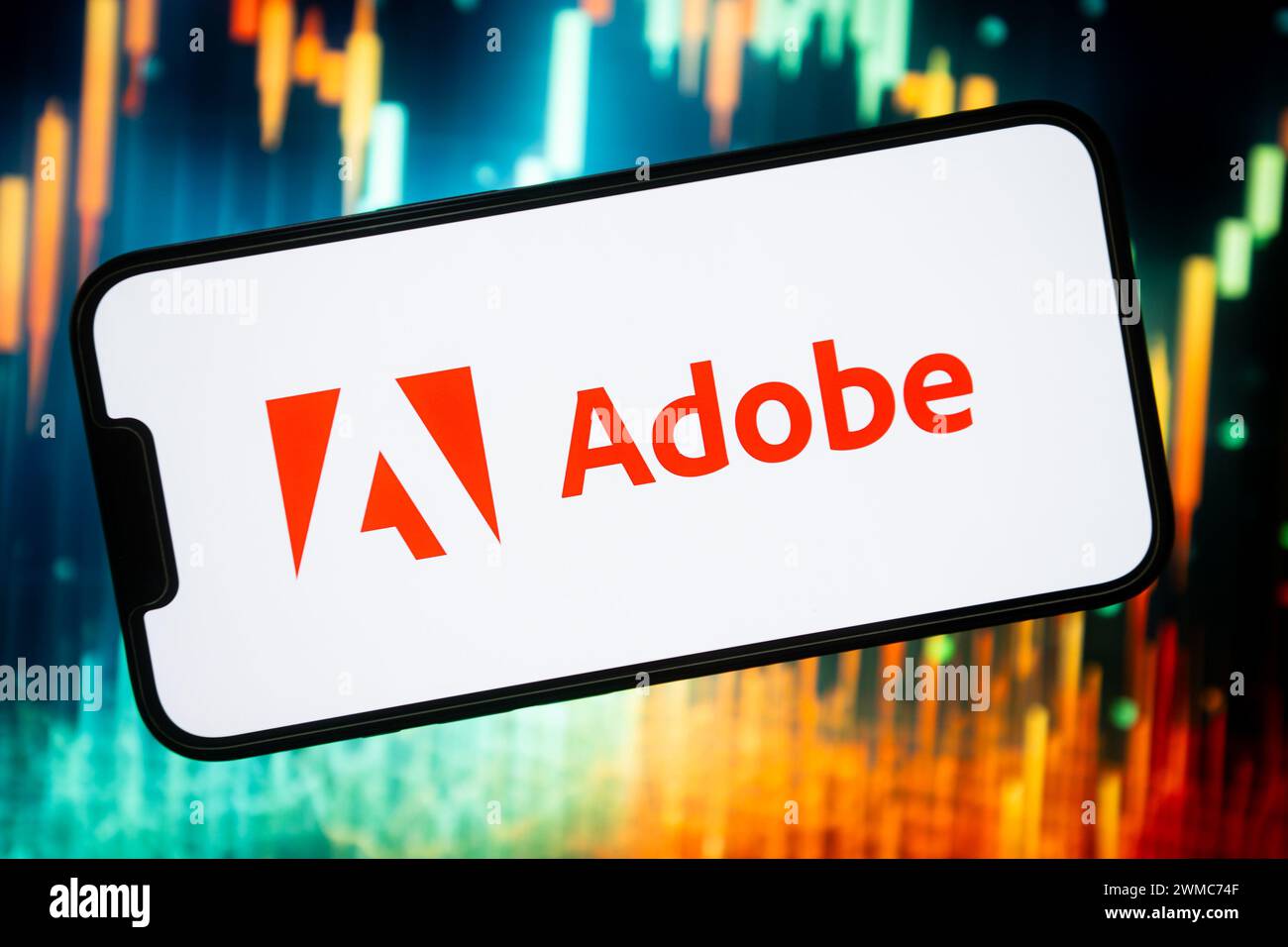 Polen. Februar 2024. In dieser Abbildung wird ein Adobe-Logo auf einem Smartphone angezeigt. (Credit Image: © Mateusz Slodkowski/SOPA Images via ZUMA Press Wire) NUR REDAKTIONELLE VERWENDUNG! Nicht für kommerzielle ZWECKE! Stockfoto