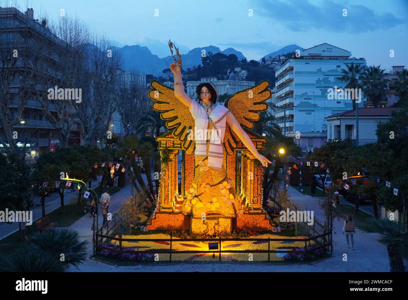 Menton, Frankreich, 20. Februar 2024. Skulptur beim Zitrusfest Stockfoto