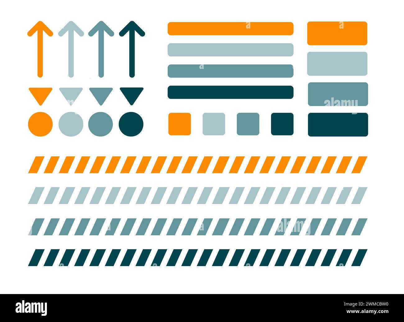 Großer Satz von Aufklebern, Pfeilen und Lesezeichen. Schreibwaren Set Illustration isoliert auf weißem Hintergrund Stockfoto