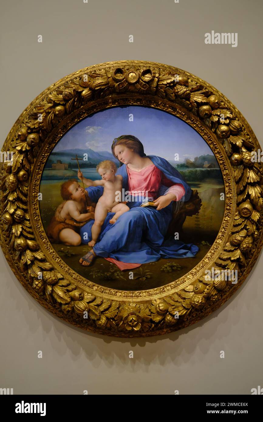 Die Alba Madonna C.1510 von Raphael Marchigian Ausstellung in der National Gallery of Art.Washington DC.USA Stockfoto