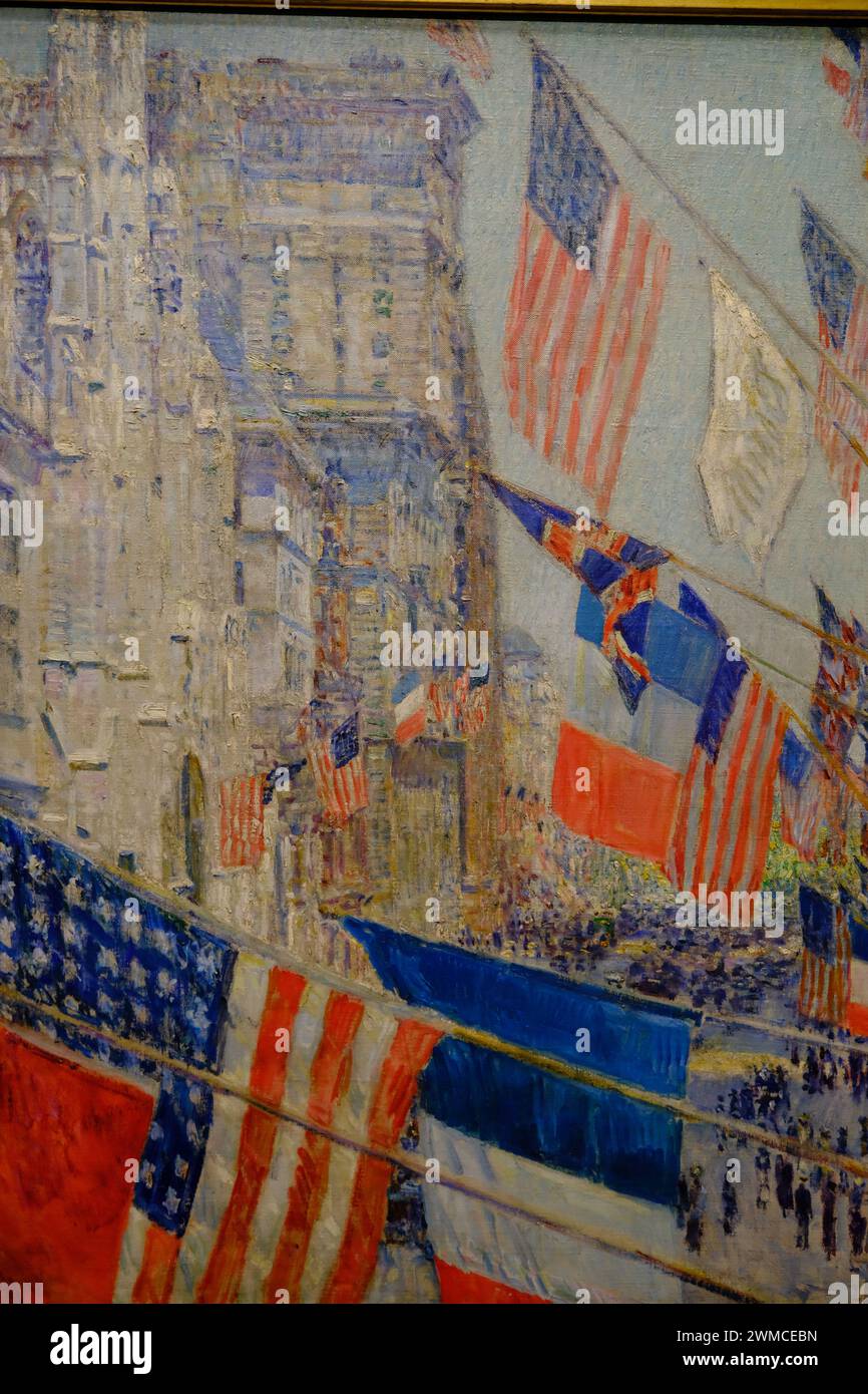 Ölgemälde 'Allies Day, May 1917' von der amerikanischen Künstlerin Childe Hassam, Ausstellung in der National Gallery of Art.Washington DC. USA Stockfoto
