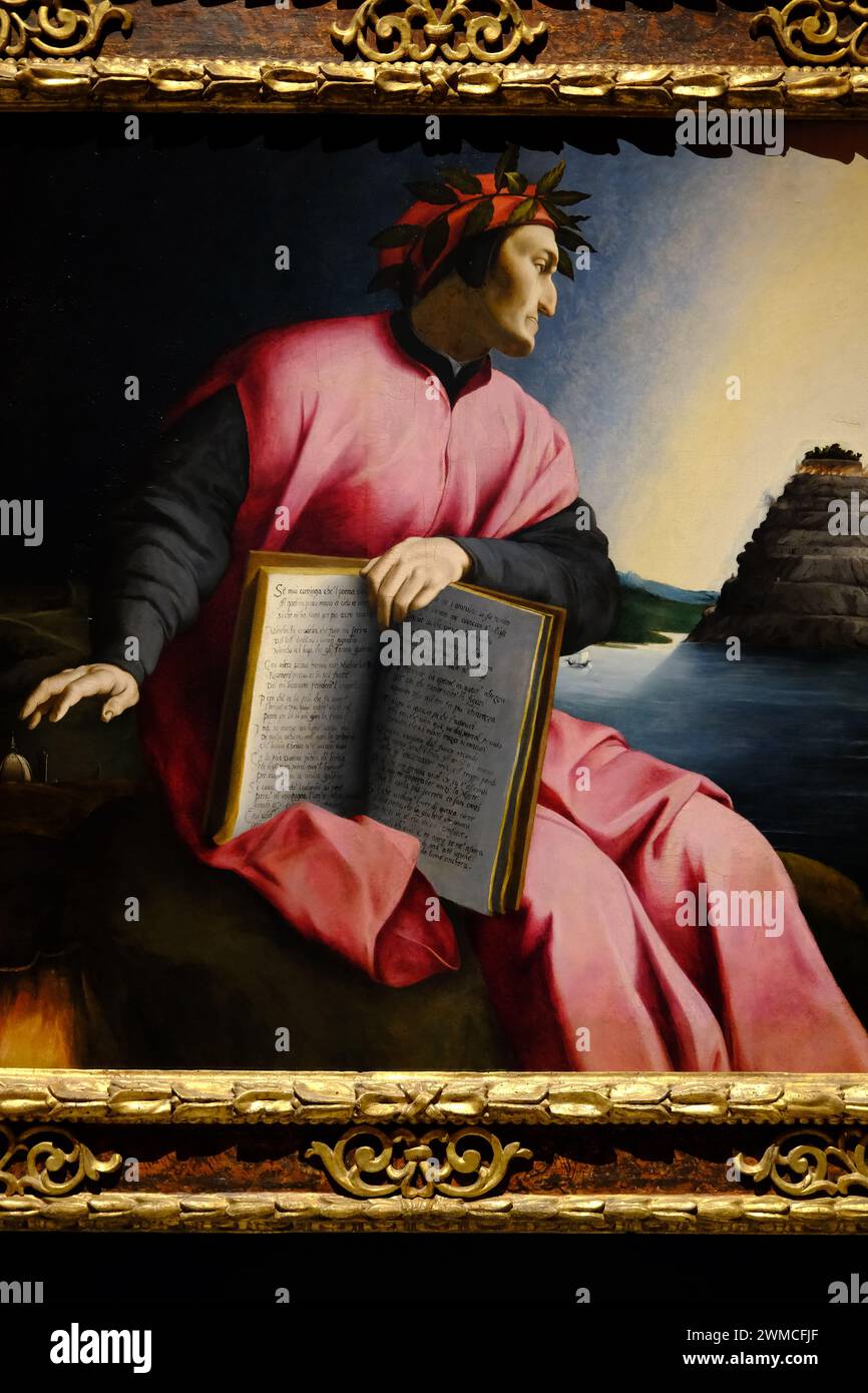 Allegorisches Porträt von Dante gemalt von Florentiner Künstler im späten 16. Jahrhundert in der National Gallery of Art.Washington DC.USA Stockfoto