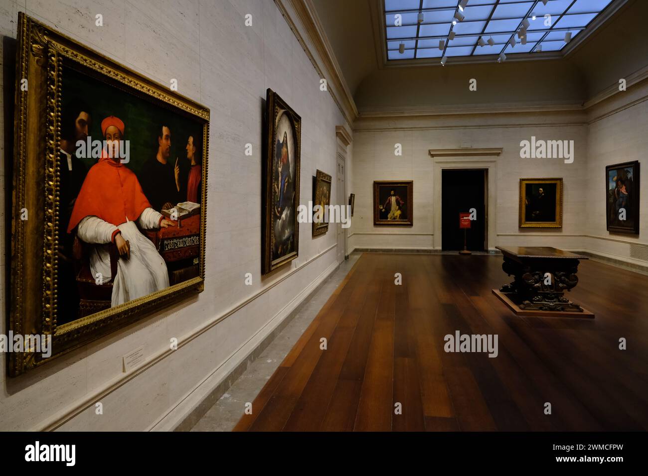 Kardinal Bandinello Sauli, sein Sekretär, und zwei Geographen, 1516 des venezianischen Künstlers Sebastiano del Piombo zeigen im galler 22 des Westgebäudes der National Gallery of Art Washington D.C. USA Stockfoto