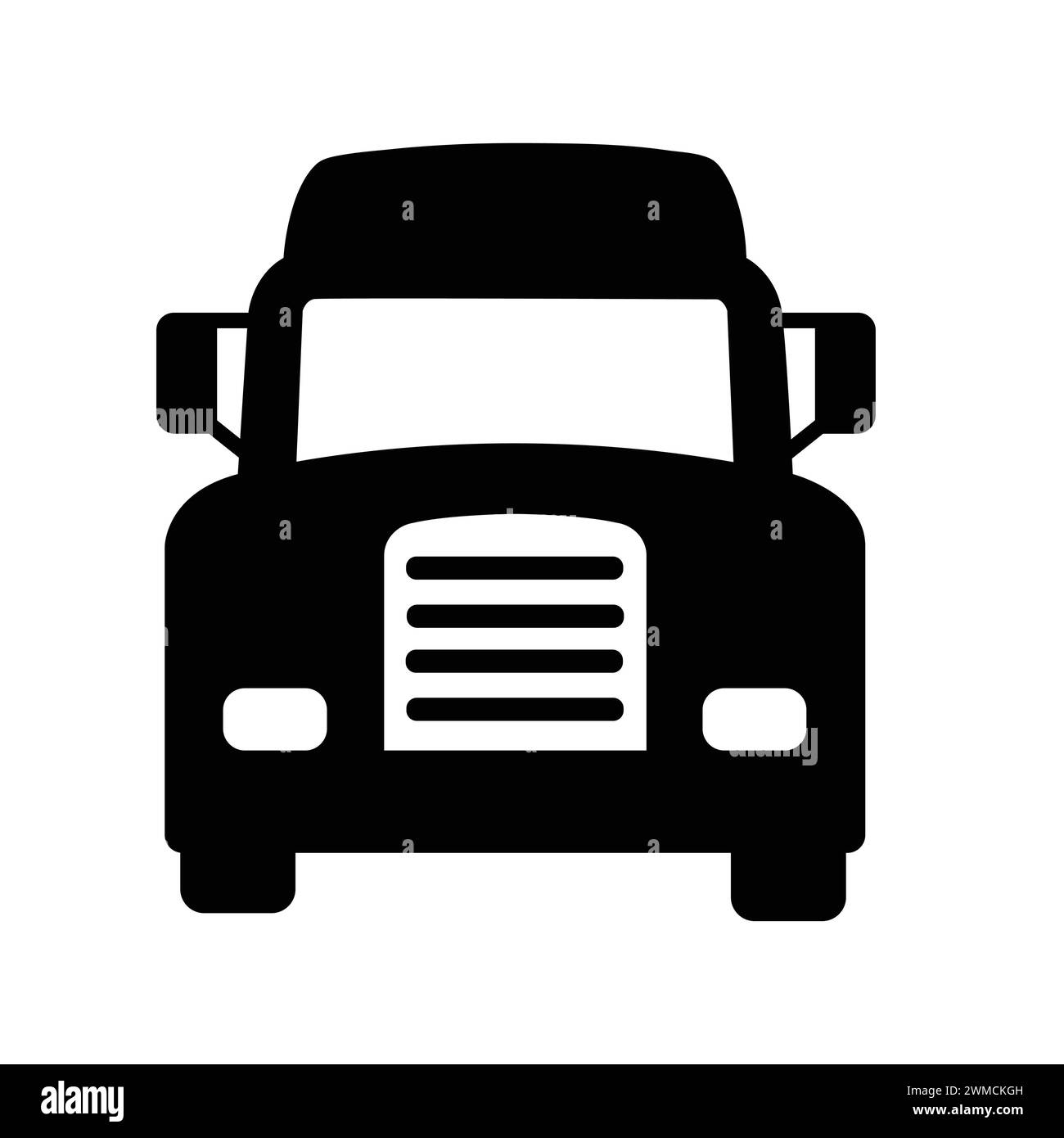 Lkw-Symbol In Der Vorderansicht. Piktogramm Lkw. Einfache Flache Grafische Abbildung. Fahrzeugtransportsymbole Silhouette Stock Vektor