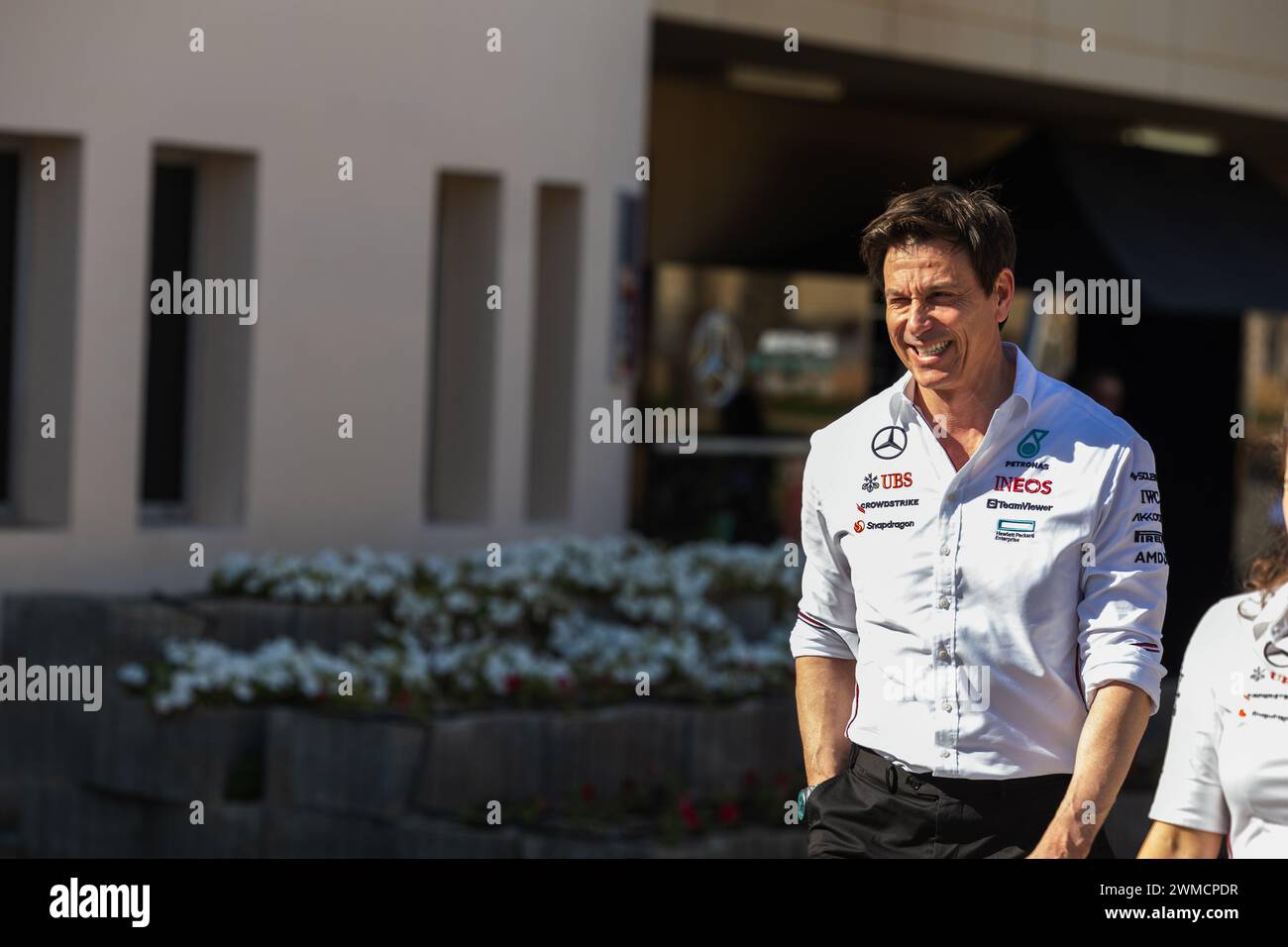 MANAMA, BAHRAIN, Bahrain International Circuit, 21.Februar 2024: Toto Wolff aus Deutschland und Mercedes-AMG PETRONAS F1 Team während des Formel-1-Winters in Bahrain Stockfoto
