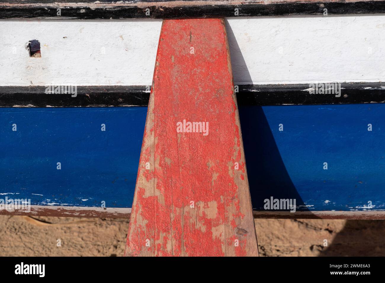Buntes Fischerboot Detail, Santa Maria, Sal, Kapverdische Inseln, Afrika Stockfoto