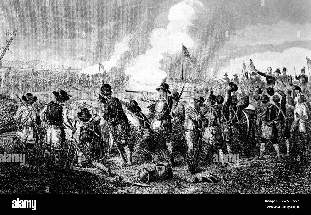 Aus dem 19. Jahrhundert gravierte die Schlacht von New Orleans Stockfoto