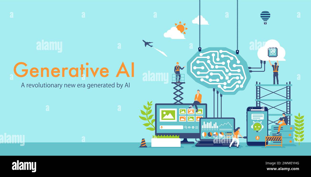 Illustration des Vektorbanner für Generative AI (künstliche Intelligenz) Stock Vektor