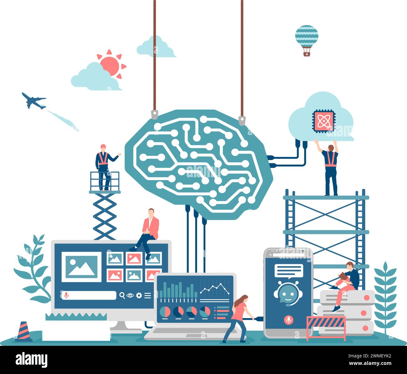 Generative AI (künstliche Intelligenz) Vektorillustration Stock Vektor