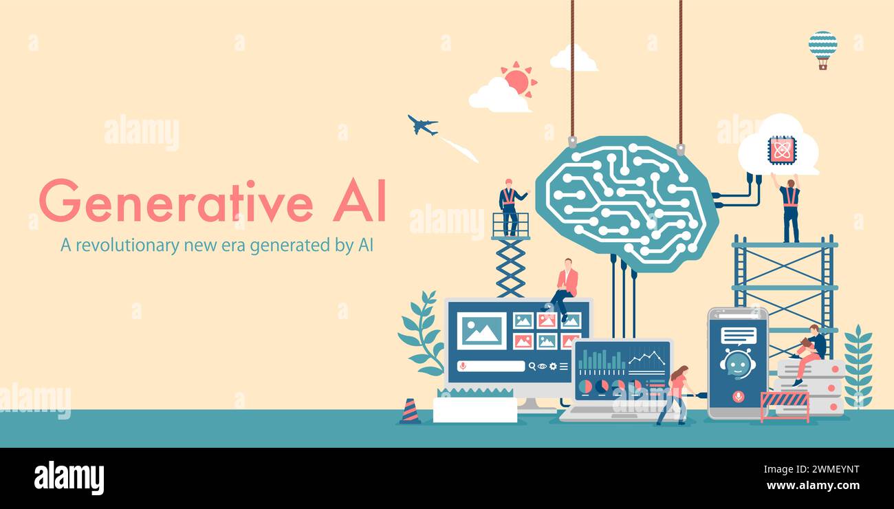 Illustration des Vektorbanner für Generative AI (künstliche Intelligenz) Stock Vektor