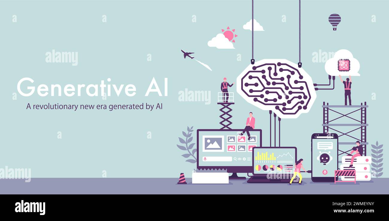 Illustration des Vektorbanner für Generative AI (künstliche Intelligenz) Stock Vektor