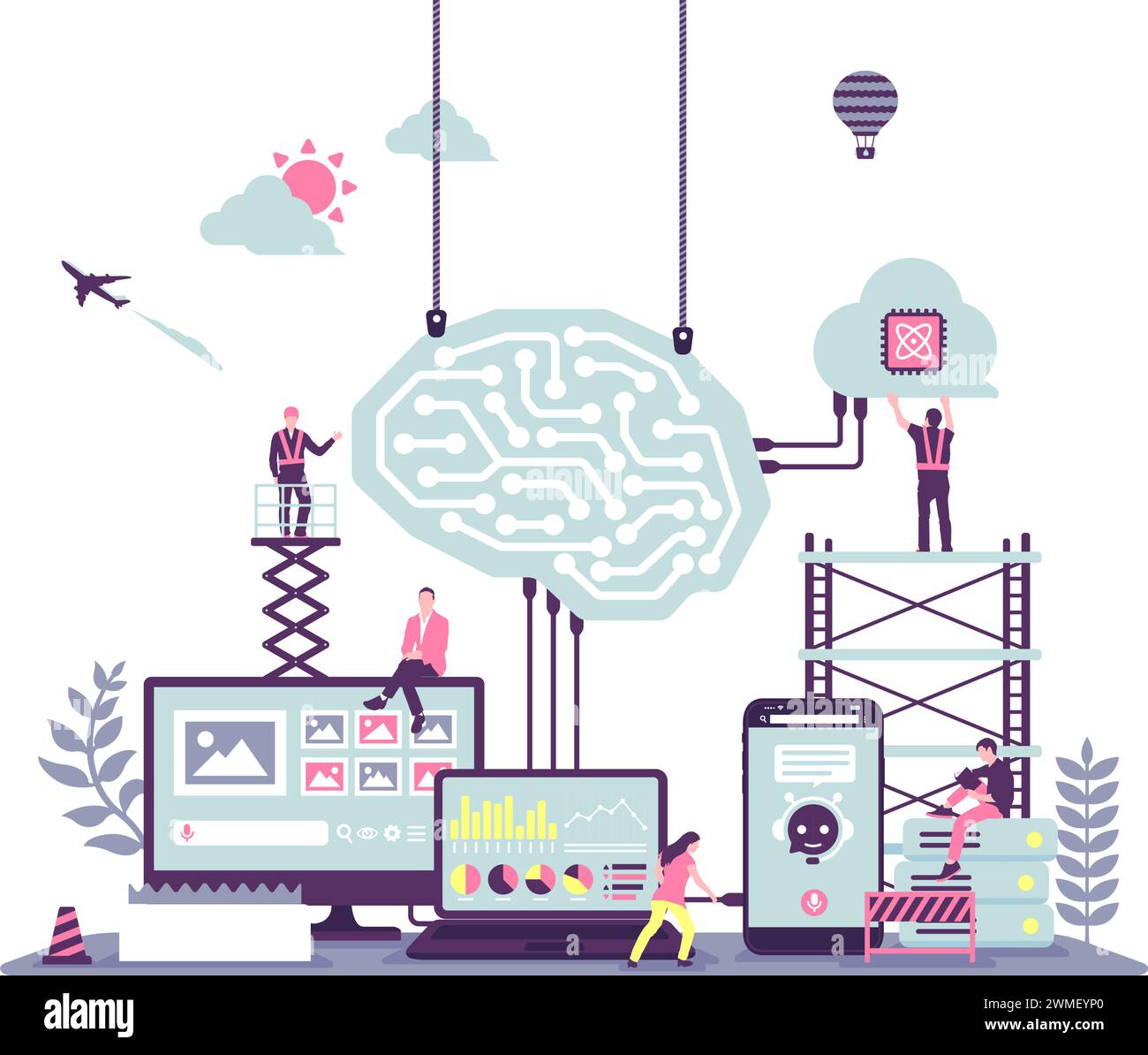 Generative AI (künstliche Intelligenz) Vektorillustration Stock Vektor