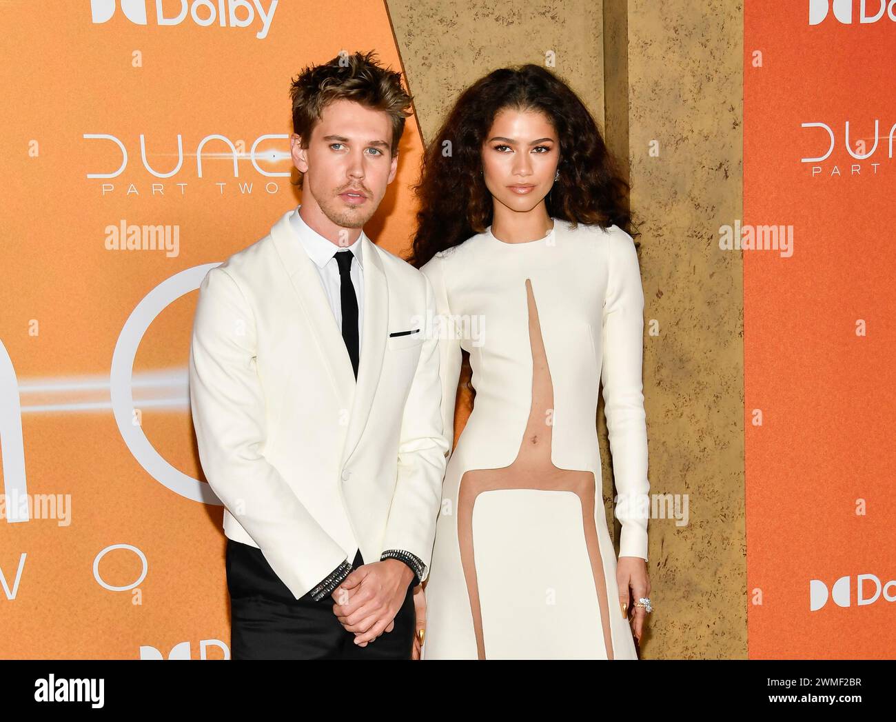 Austin Butler, left, and Zendaya attend the premiere of 