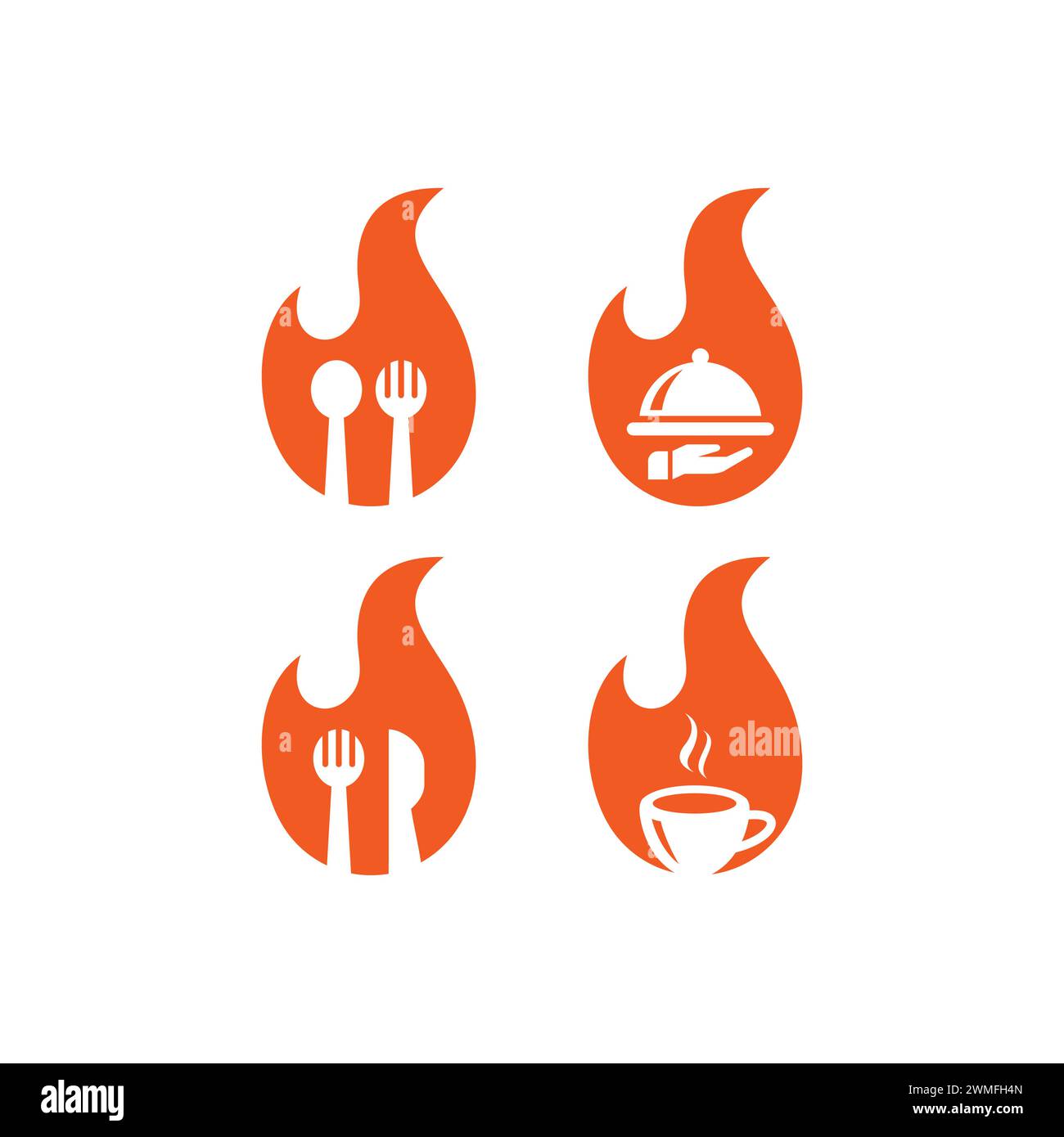 Symbol für heiße Speisen und Getränke. Icon Food Logo. Flame Food-Logo Stock Vektor