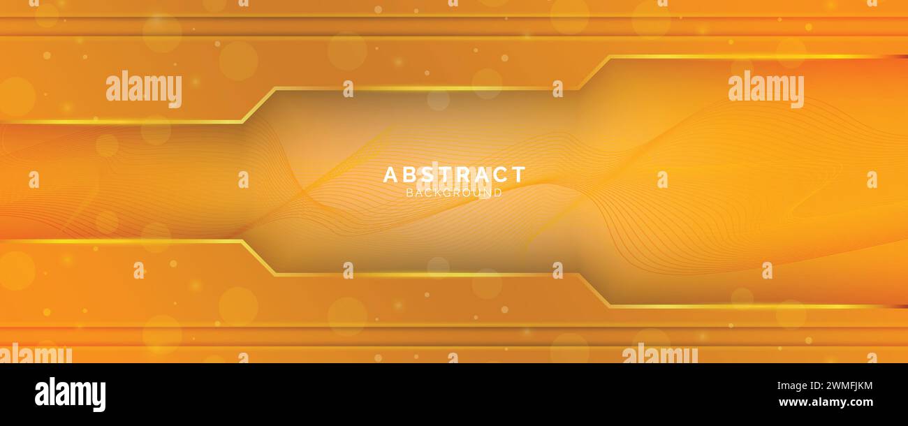 Futuristischer gelber abstrakter Spielhintergrund mit goldenen Linien und Schatten, geometrische Formen überlappen Schichten, grafisches Muster Banner Vorlage Design Stock Vektor