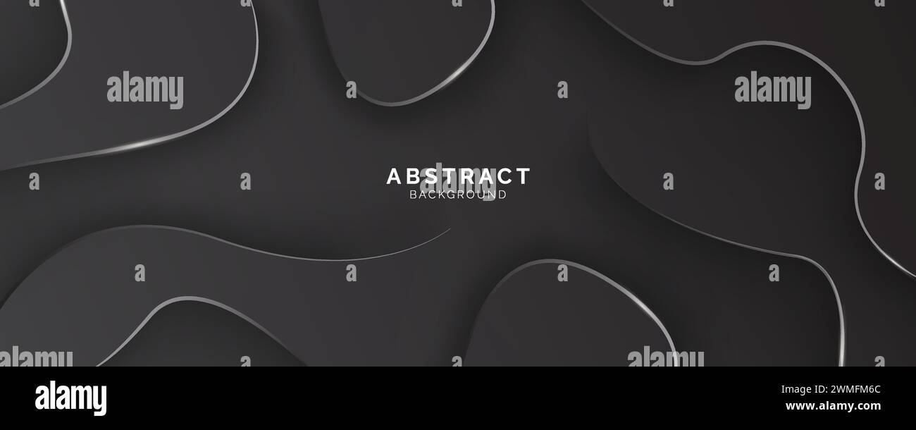Abstrakter Hintergrund flüssige Form dunkelschwarze Komposition, moderne Vorlage für Website, Bannerkunst, Posterdesign, Vektorillustration Stock Vektor