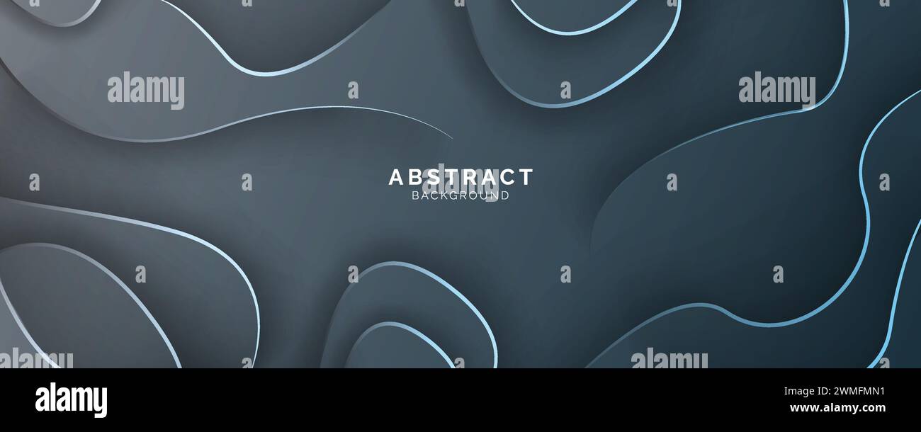 Abstrakter Hintergrund flüssige Form dunkelschwarze Komposition, moderne Vorlage für Website, Bannerkunst, Posterdesign, Vektorillustration Stock Vektor