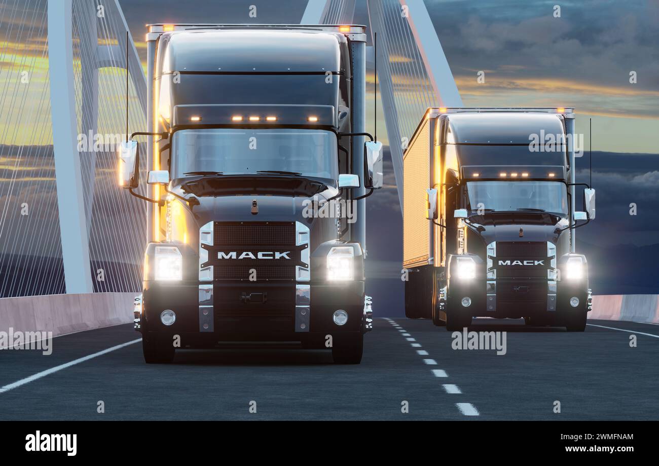 Mack Anthem ist ein kühner und komfortabler Lkw mit Qualitäts-, Sicherheits- und technischen Merkmalen. Stockfoto
