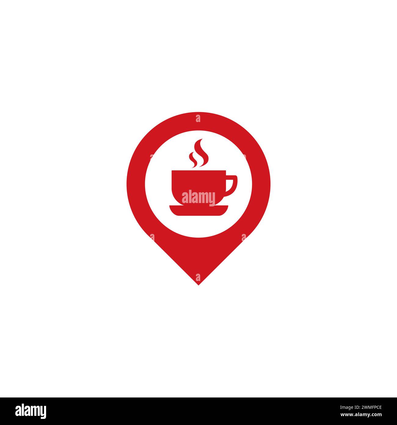 Pin-Position Getränkesymbol. Pin Coffee Logo Stock Vektor