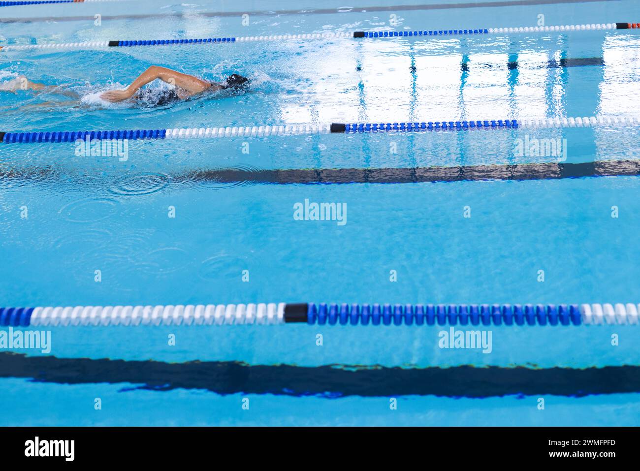 Schwimmer in Aktion bei einem Poolwettbewerb, mit Kopierbereich Stockfoto