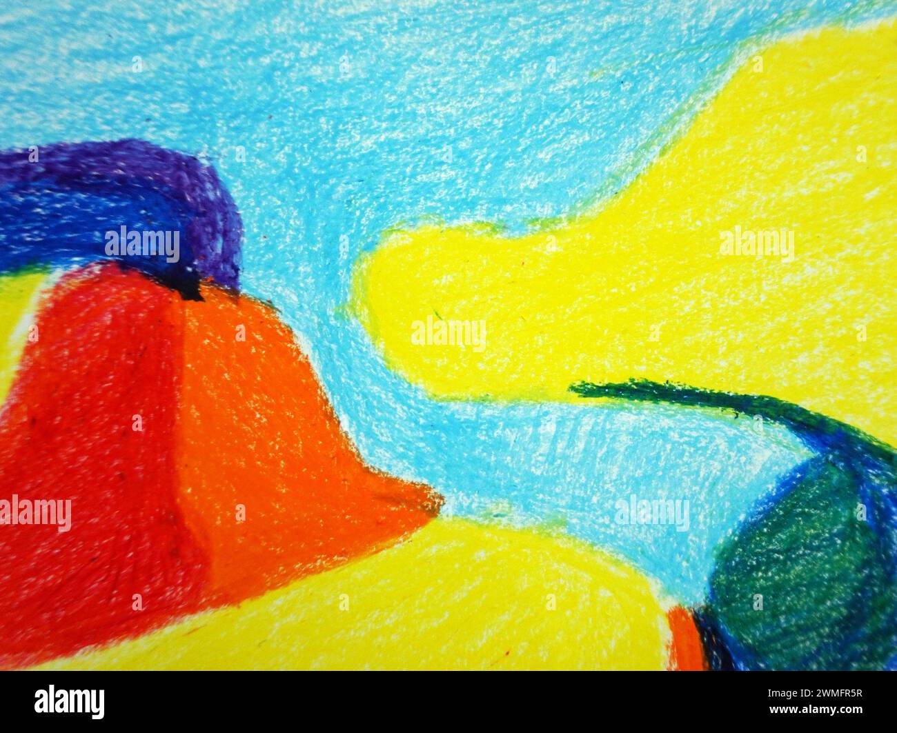 Abstrakte Zeichnung Bunte Wachsmalstifte geometrische Form Stockfoto