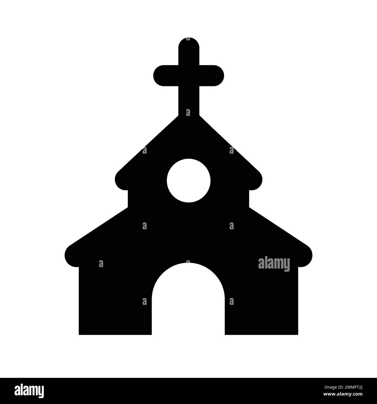 Kirchensymbol. Christian Church House Klassisches Schwarzes Symbol Auf Weißem Hintergrund. Vektorabbildung Stock Vektor