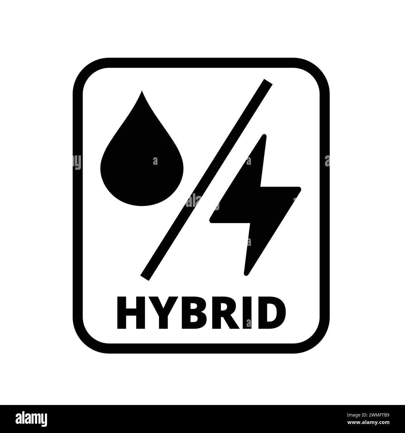 Hybrid-Symbol. Schild Für Hybridfahrzeuge. Schild Mit Informationen Zur Stromversorgung. Plug-in-Hybrid-Elektrofahrzeuge. Multi-Energy-System. Umweltfreundliche Vektor-Illustration Stock Vektor