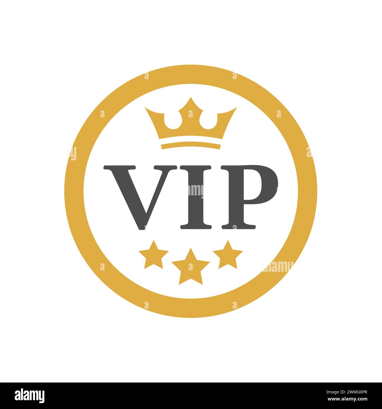 VIP-Tag mit Krone und Sternen. Vektor-Symbol für sehr wichtige Person. Stock Vektor