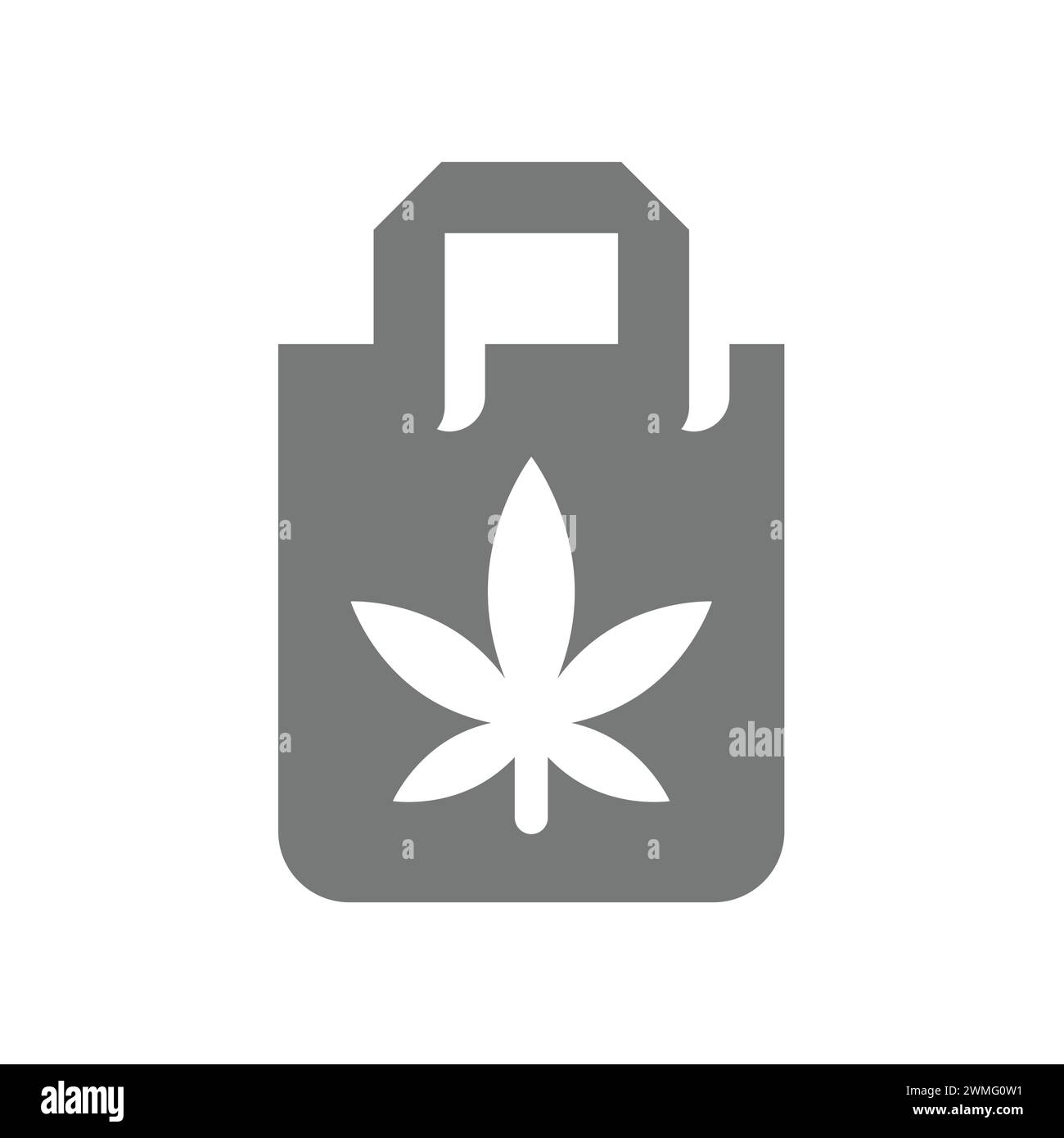 Hanf Einkaufstasche Vektor-Symbol. Cannabis- oder Marihuana-Shop-Symbol. Stock Vektor