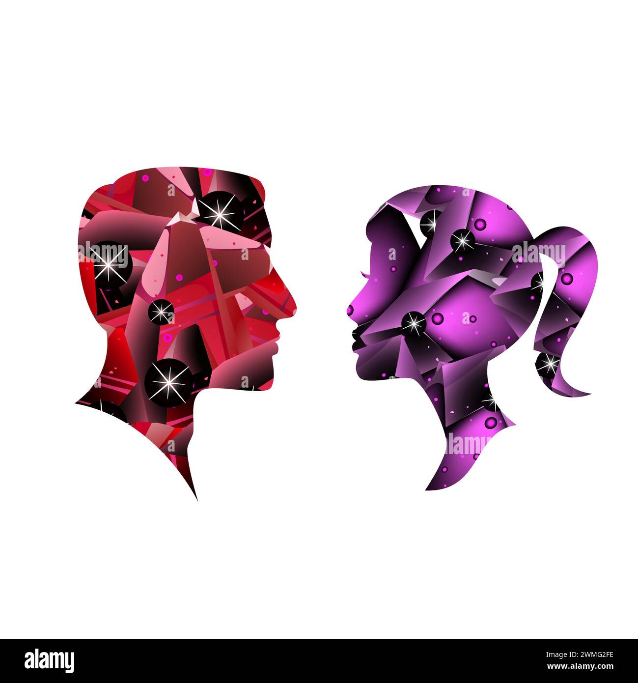 Kunst Illustration Design Konzept Kopf Mensch mit abstrakten geometrischen bunten Gesicht Mensch Stock Vektor