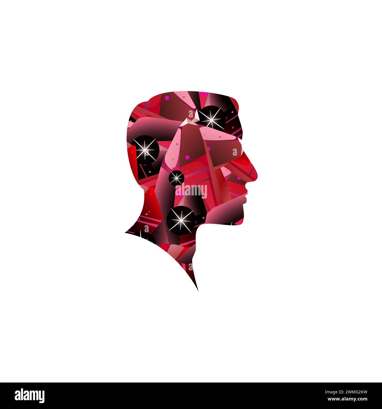 Kunst Illustration Design Konzept Kopf Mensch mit abstrakten geometrischen bunten Gesicht Mensch Stock Vektor