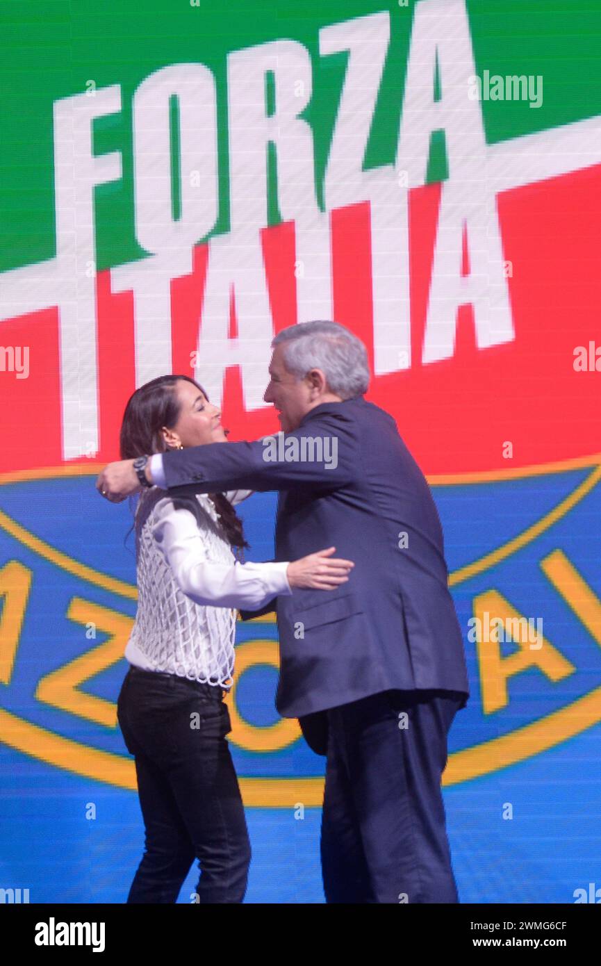 Italien, Rom, 24. Februar 2024: Nationalkongress der Forza Italia, auf dem Foto Antonio Tajani und Licia Ronzulli Foto © Stefano Carofei/Sintesi/ Stockfoto