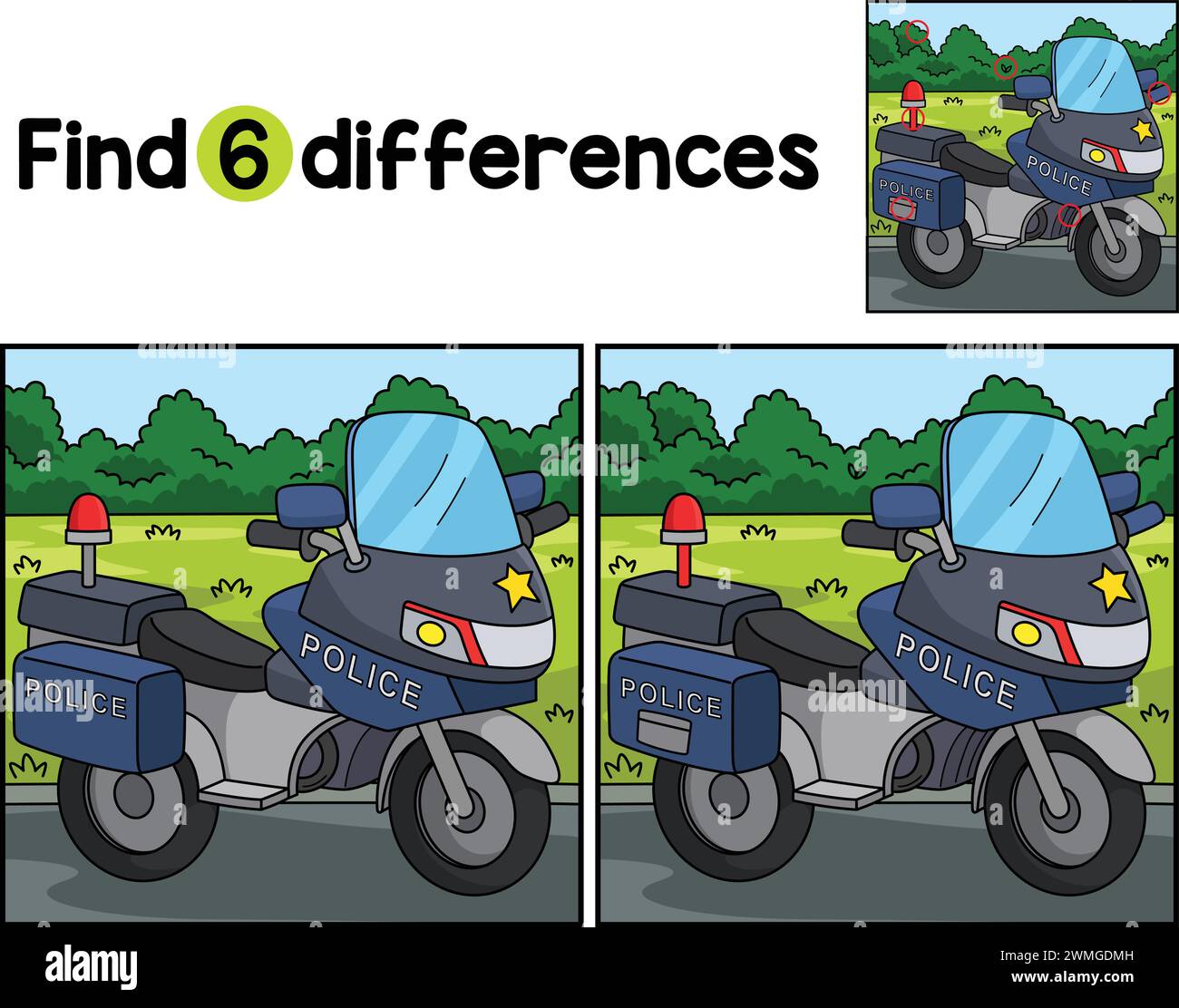 Polizei Motorrad Findet Die Unterschiede Stock Vektor