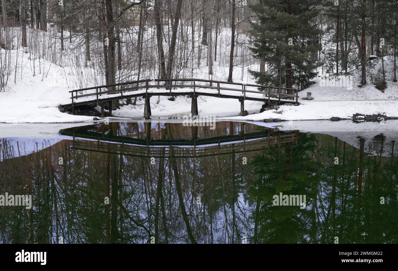 Birdge über einem kleinen Bach Stockfoto