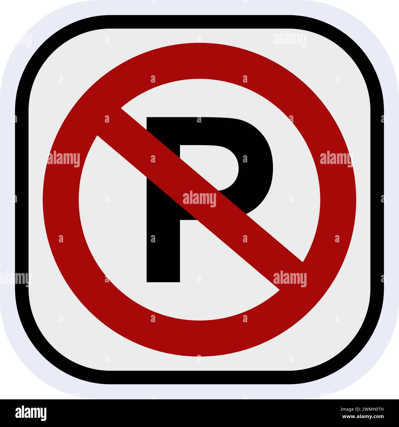 Kein Parksymbol wird verwendet, um anzuzeigen, dass das Parken an dieser Stelle nicht zulässig ist Stock Vektor