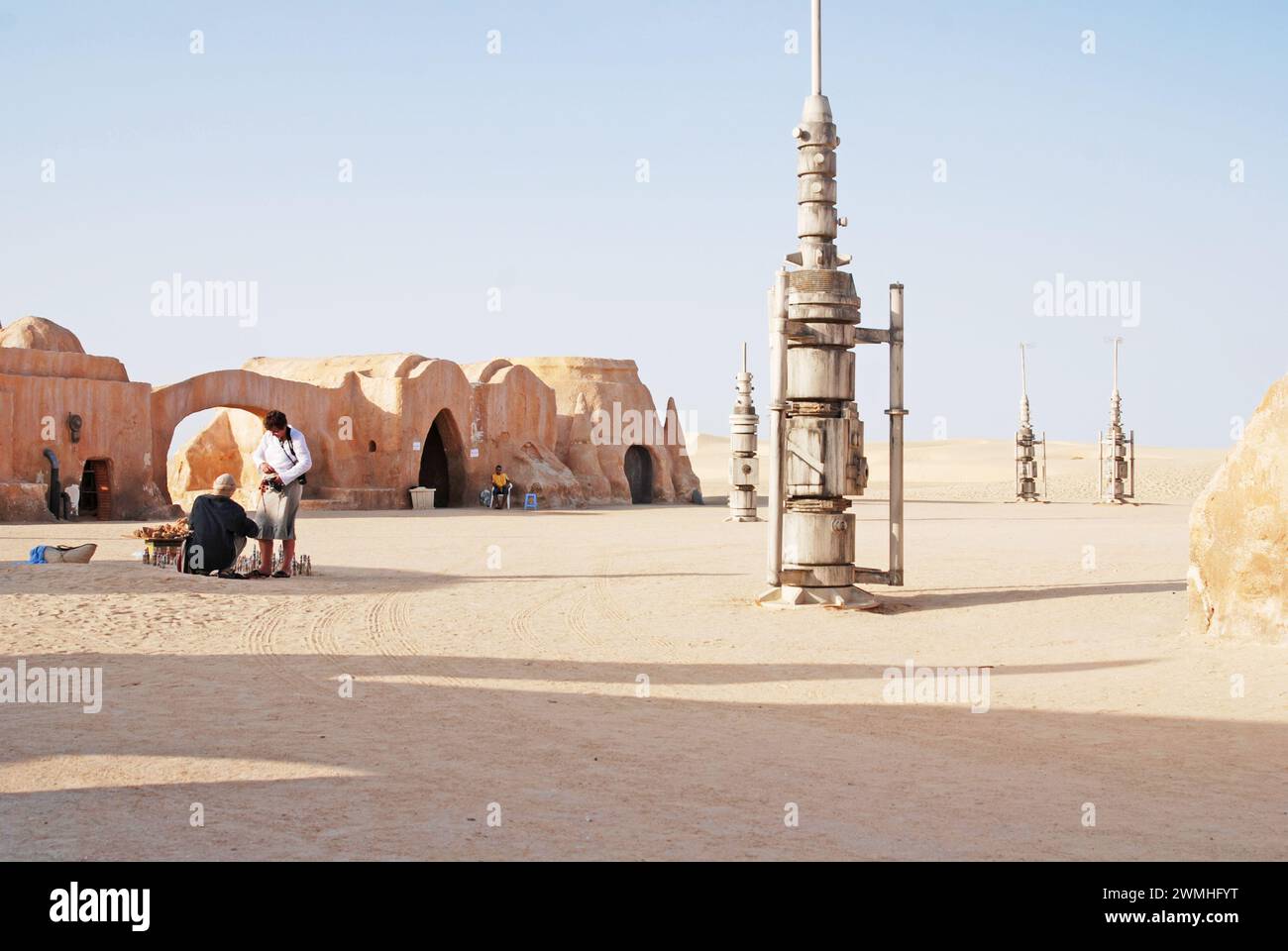 Die Überreste des Mos Espa Star Wars-Films, der in der Sahara bei Tamerza oder Tamaghza, Tschebika, Provinz Tozeur, Tunesien spielt Stockfoto