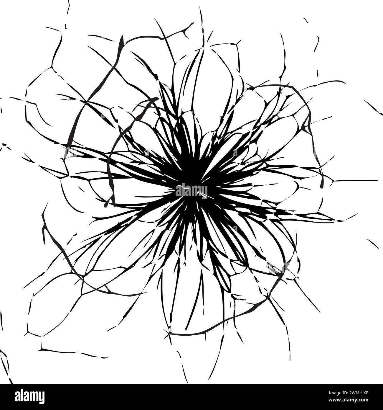 Vektorschwarz-weißer Hintergrund von gebrochenem Glas Stock Vektor