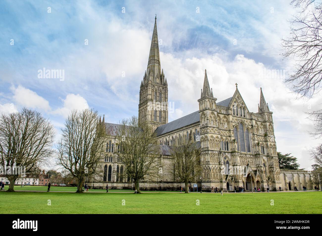 Kathedrale von Salisbury in Wiltshire, England. Stockfoto