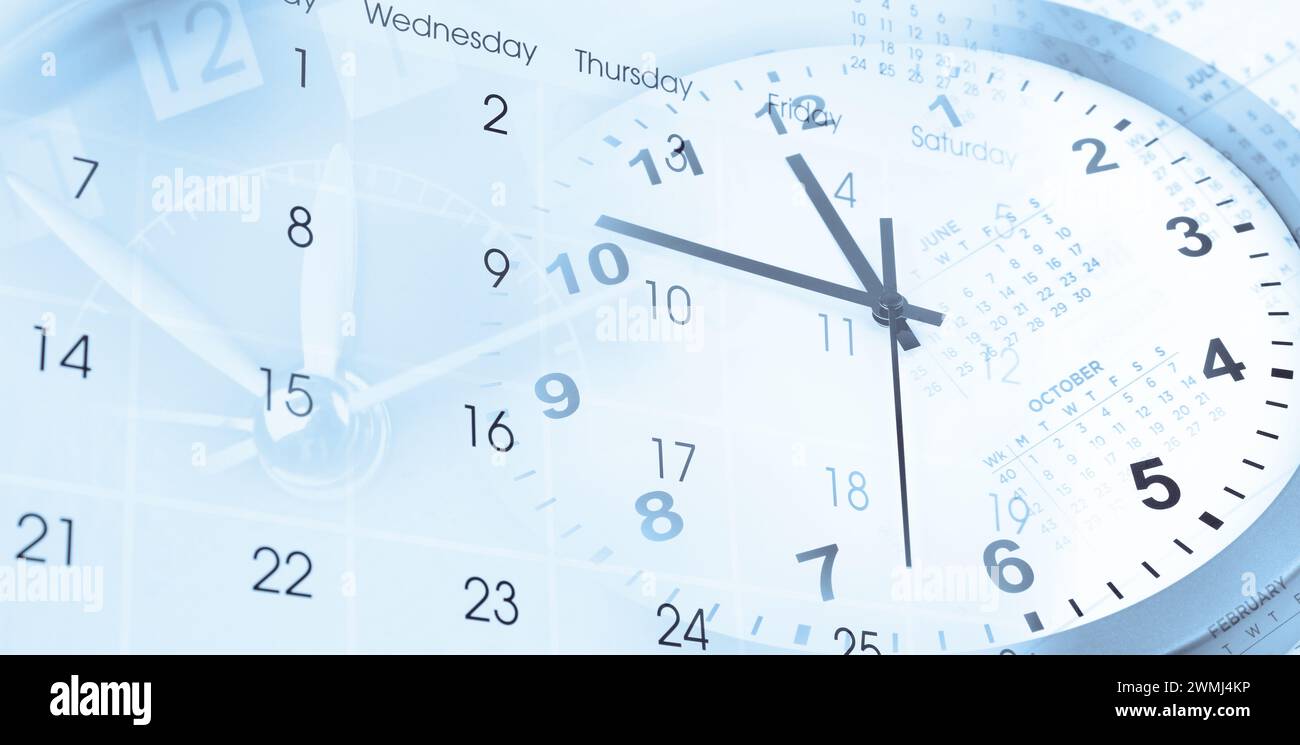 Uhren und Kalender zusammengesetzt Stockfoto