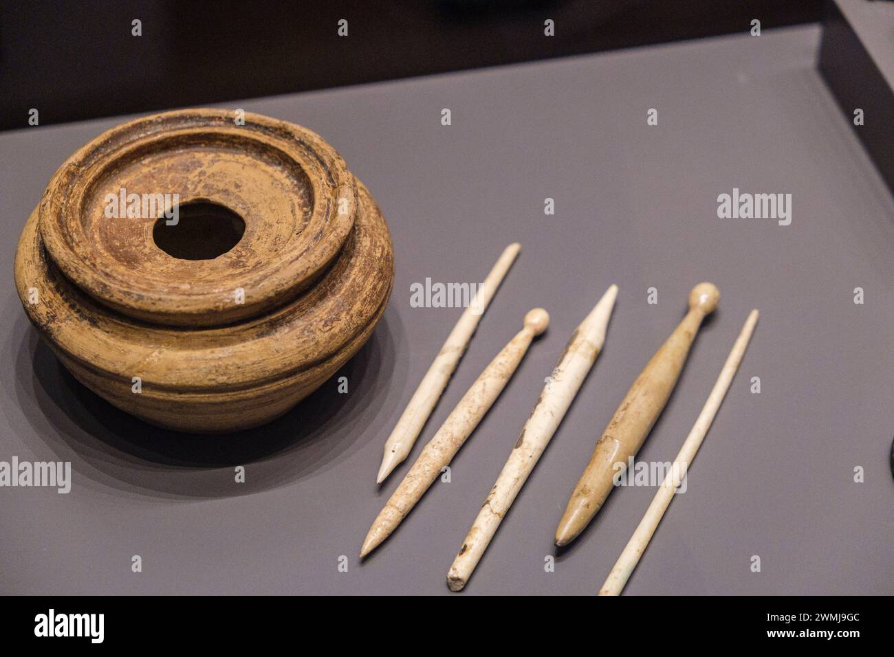 Monographisches Museum von Pollentia, Element der einheimischen Religion, Alcudia, Mallorca, Balearen, Spanien Stockfoto
