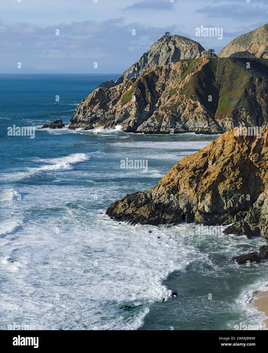 Blick auf die kalifornische Küste in der Nähe von Pacifica. Stockfoto