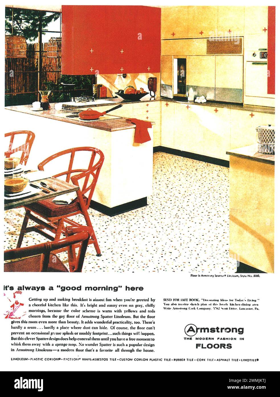 1950er Jahre Armstrong Floors Printwerbung Stockfoto