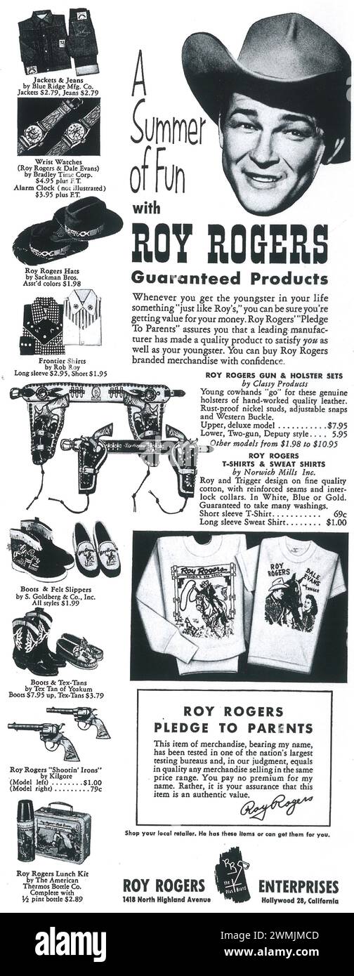 1954 Roy Rogers Enterprises Printwerbung Stockfoto