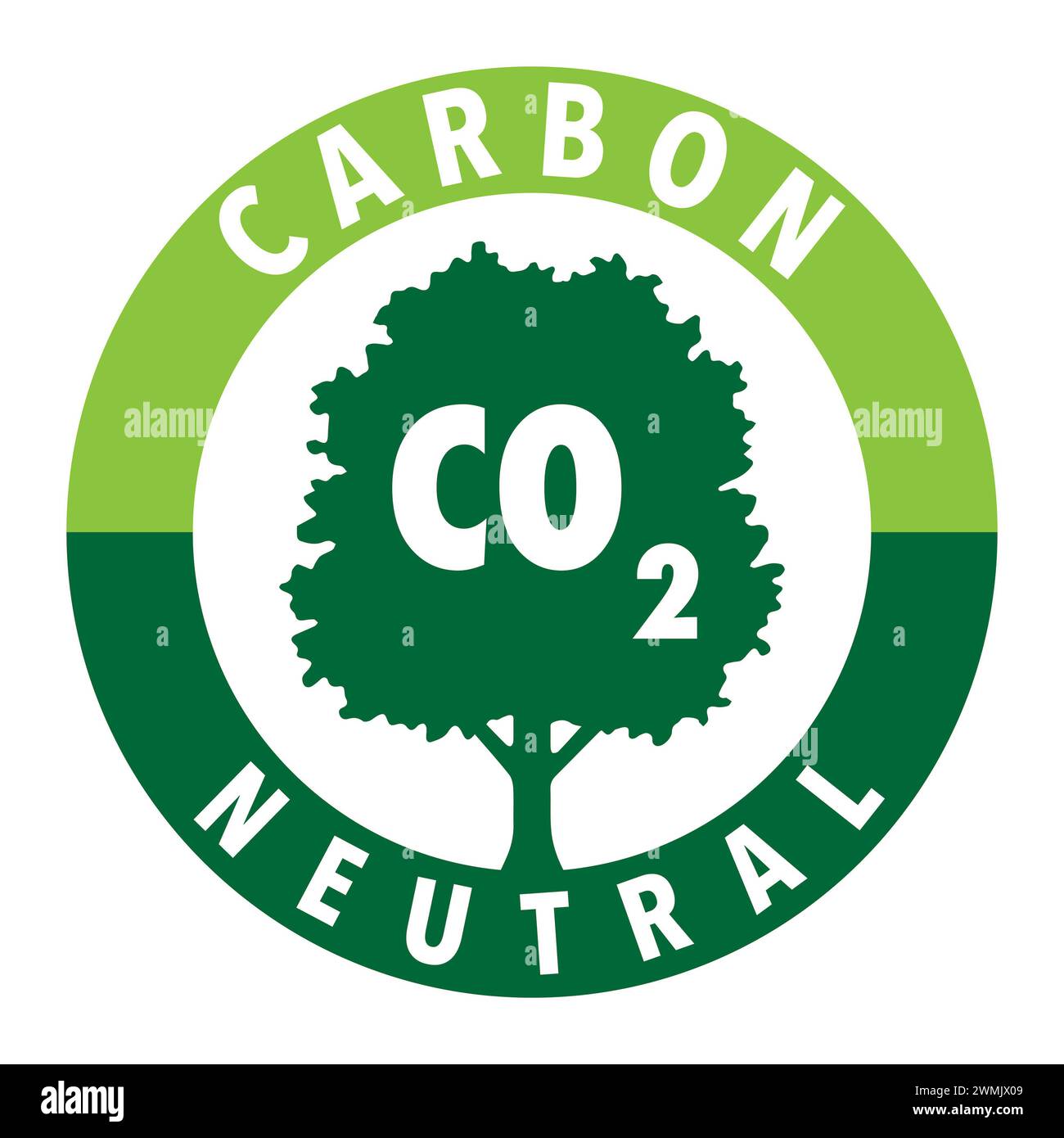 Aufkleber, Etikett oder Zeichen für Produkte ohne CO2-Emissionen Stockfoto