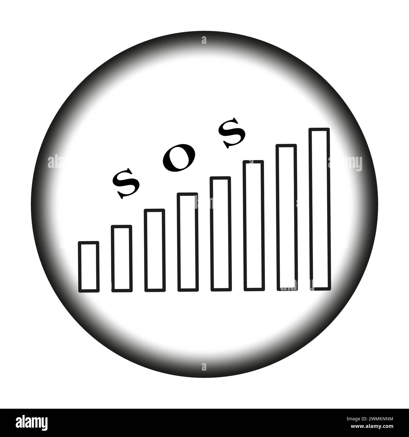 SOS-Diagramm für finanzielle Notlage. Notmarktsignal. Vektorabbildung. EPS 10. Stock Vektor