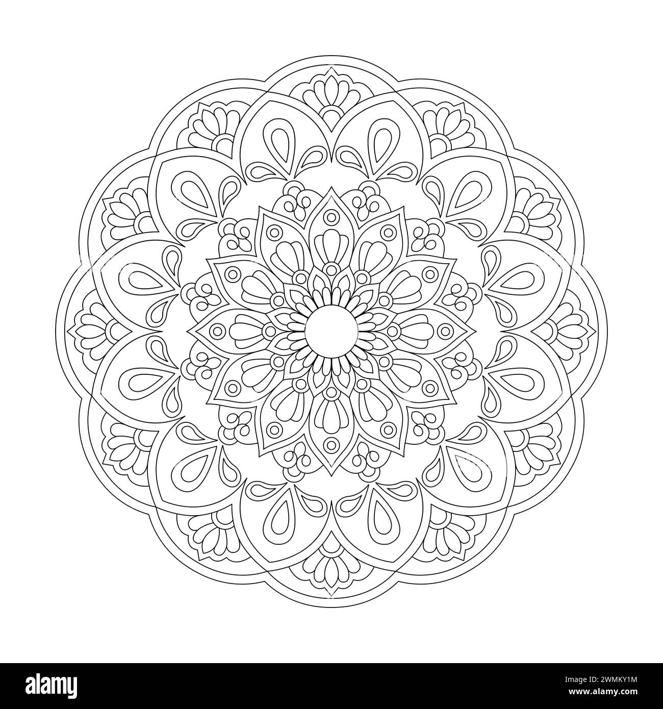 Arabisches traditionelles ornamentales Mandala-Design für das Ausmalen von Buchseite, Vektordatei Stock Vektor